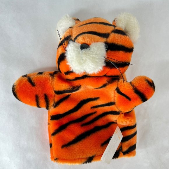 4 Hand Puppet Plush Pig Tiger Elephant Crocodile 8” Toy Stuffed Animal Set Lot - Picture 4 of 13